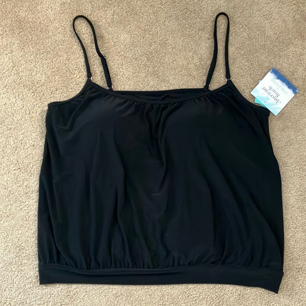 Black Sleeveless Crop Camisole Swimwear